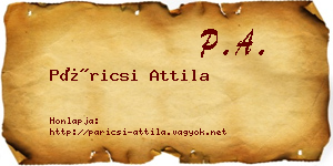 Páricsi Attila névjegykártya
